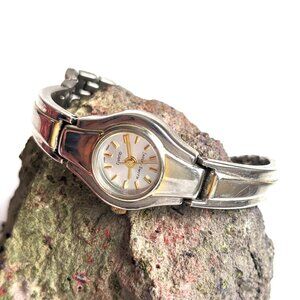 Vintage 90s Jaclyn Smith Silver Watch with Gold Accents on Face, Running